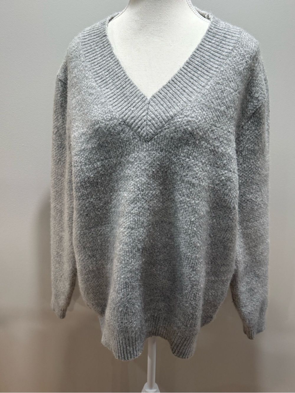 Simons Light Gray V-Neck Sweater